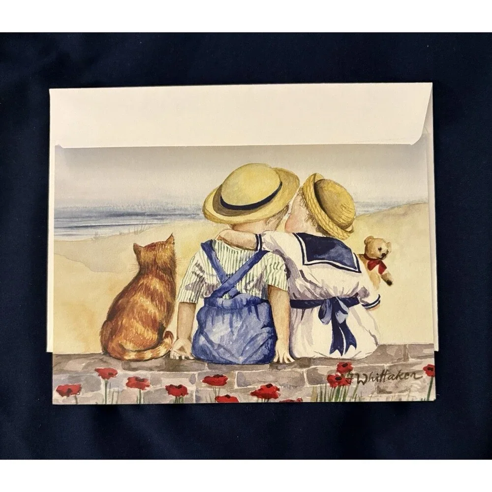 Friendship Card with White Envelope | Kids & Cat design by AHAF